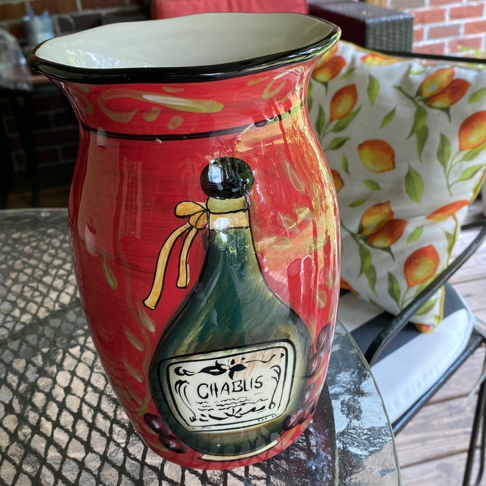 5/$25 French wine motif large vase